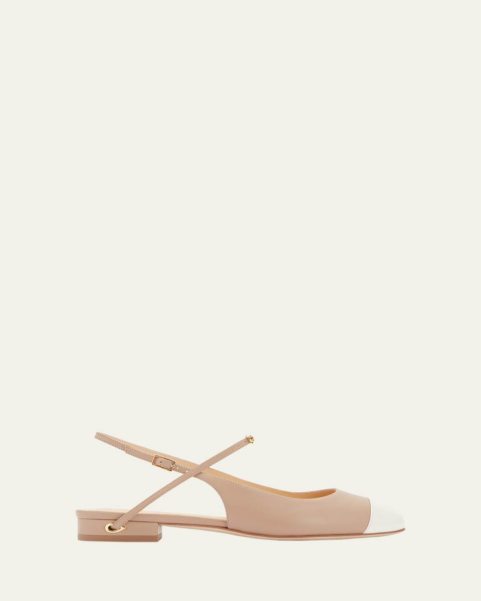 Mattia Bicolor Leather Slingback Ballerina Flats